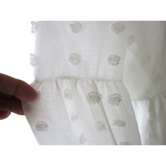 Blu Pepper Womens Dress Swiss Dot Chiffon Lined‎ Button Front White M - Picture 5 of 14